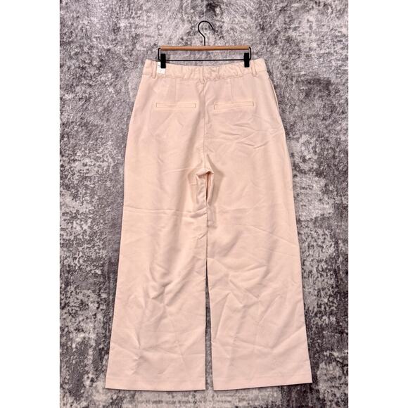 New Abercrombie & Fitch Pants Large Womens Sloane Wide Leg Trouser Ivory - Picture 2 of 7